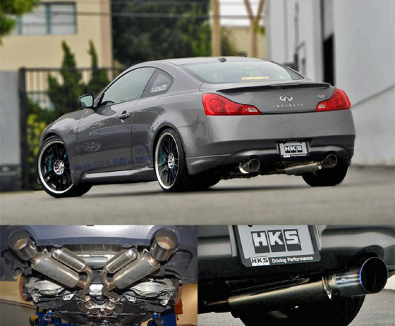 HKS 2008-2013 INFINITI G37 Coupe Hi-Power Stainless Steel Catback Exhaust System Titanium Tip - 32009-BN003