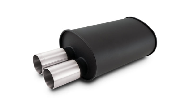 Vibrant Streetpower Flat Blk Muffler 9.5x6.75x15in Body Inlet ID 3in - 12326