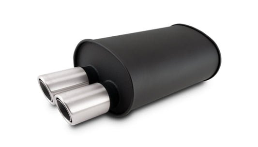 Vibrant STREETPOWER Blk Oval Muffler w/Dual Offset Tip 3in Inlet - 12316