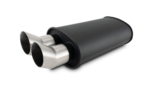 Vibrant Streetpower Flat Blk Muffler 9x5x15in Body 2.5in Inlet ID - 12330