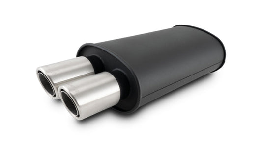 Vibrant STREETPOWER Blk Oval Muffler w/Dual Center Tip 3in Inlet - 12311