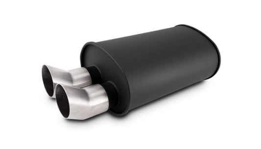 Vibrant Streetpower Flat Blk Muffler 9.5x6.75x15in Body 2.5in Inlet ID - 12335